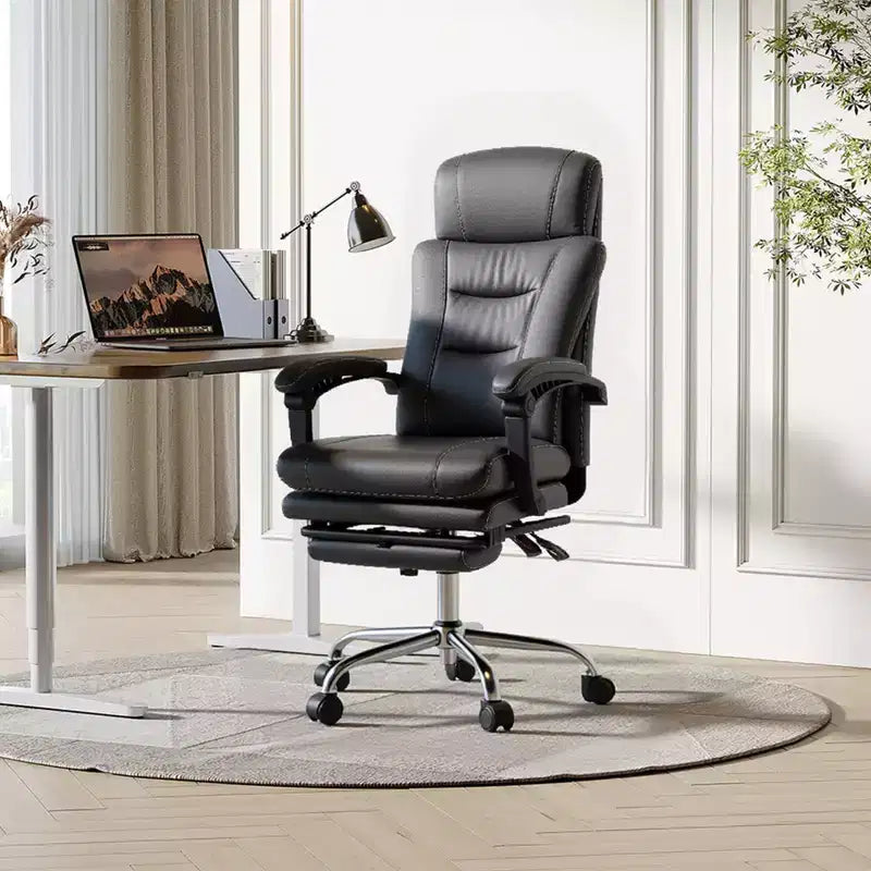 Sedia da ufficio direzionale in pelle GALAXHERO con poggiapiedi, sedia da scrivania ergonomica per carichi pesanti con schienale alto, grande e alta con supporto lombare