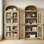 Libreria rustica ad arco da 72 pollici - Mobile espositore alto in legno a 5 ripiani, Armadietto contenitore con ante in vetro/legno