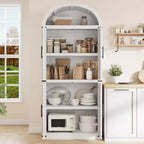 Libreria rustica ad arco da 72 pollici - Mobile espositore alto in legno a 5 ripiani, Armadietto contenitore con ante in vetro/legno