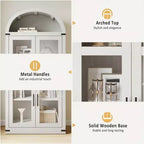 Libreria rustica ad arco da 72 pollici - Mobile espositore alto in legno a 5 ripiani, Armadietto contenitore con ante in vetro/legno