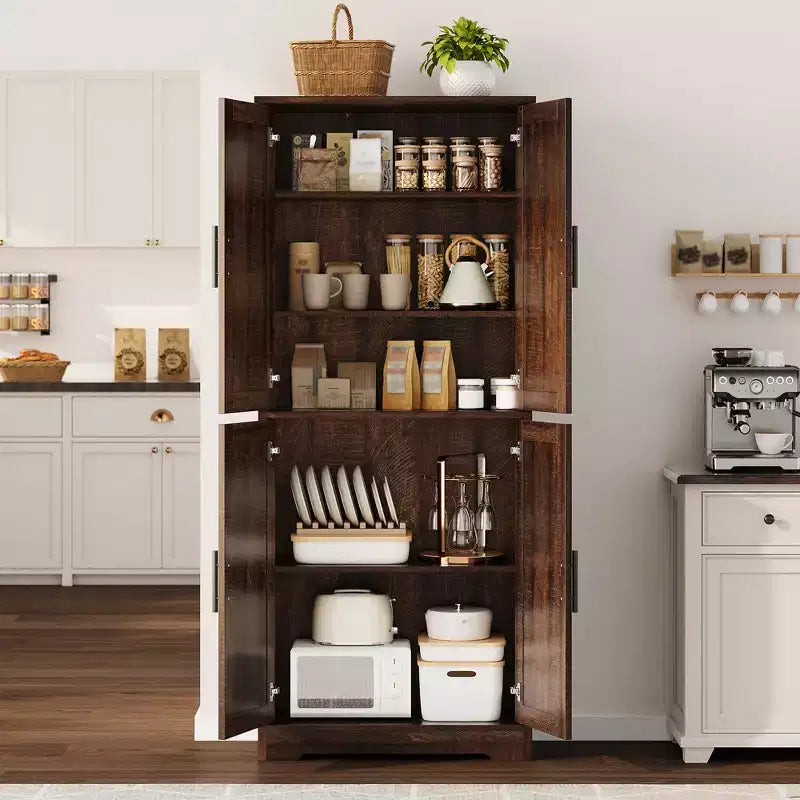 Mobile dispensa da cucina alto 70 pollici con ante e ripiani regolabili, armadio autoportante