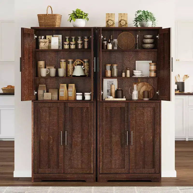 Mobile dispensa da cucina alto 70 pollici con ante e ripiani regolabili, armadio autoportante