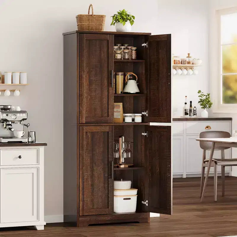 Mobile dispensa da cucina alto 70 pollici con ante e ripiani regolabili, armadio autoportante