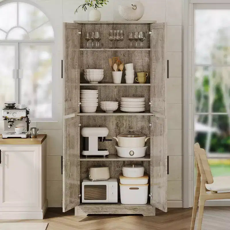 Mobile dispensa da cucina alto 70 pollici con ante e ripiani regolabili, armadio autoportante