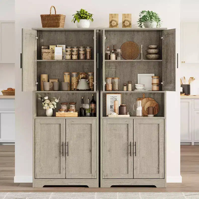 Mobile dispensa da cucina alto 70 pollici con ante e ripiani regolabili, armadio autoportante