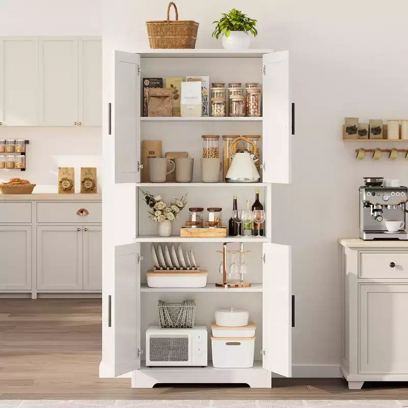 Mobile dispensa da cucina alto 70 pollici con ante e ripiani regolabili, armadio autoportante