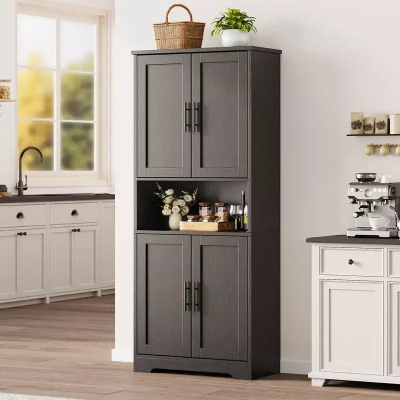 Mobile dispensa da cucina alto 70 pollici con ante e ripiani regolabili, armadio autoportante
