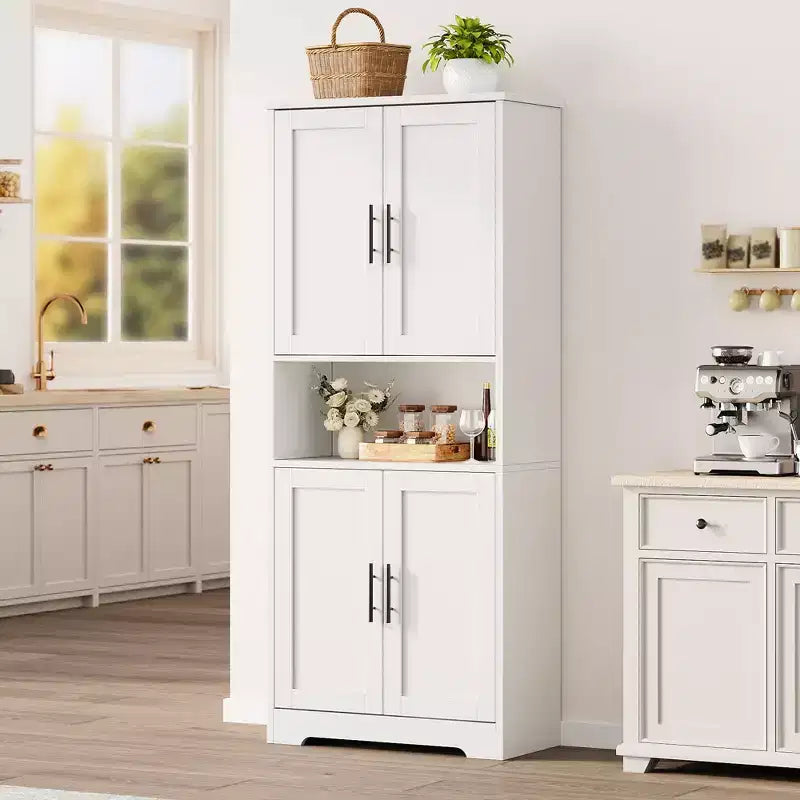 Mobile dispensa da cucina alto 70 pollici con ante e ripiani regolabili, armadio autoportante