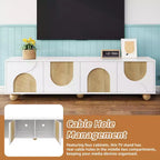CLIHOME Mobile TV da Fattoria per TV fino a 75 pollici, Consolle Multimediale in Stile Crema con Dispositivo Rebound, Centro di Intrattenimento con 5 Gambe in Legno Massello