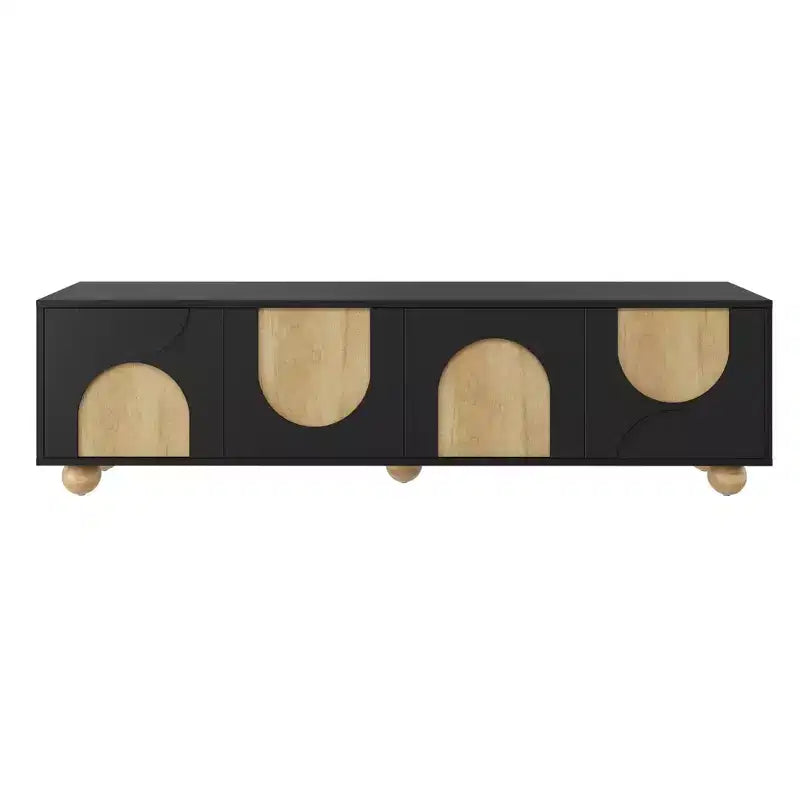 CLIHOME Mobile TV da Fattoria per TV fino a 75 pollici, Consolle Multimediale in Stile Crema con Dispositivo Rebound, Centro di Intrattenimento con 5 Gambe in Legno Massello