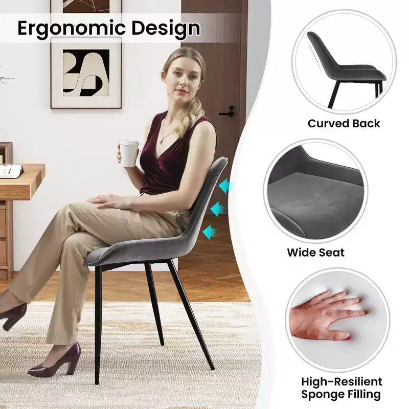Set di 4 sedie da pranzo Costway, sedie da cucina imbottite in similpelle con gambe in metallo, nero/grigio/verde