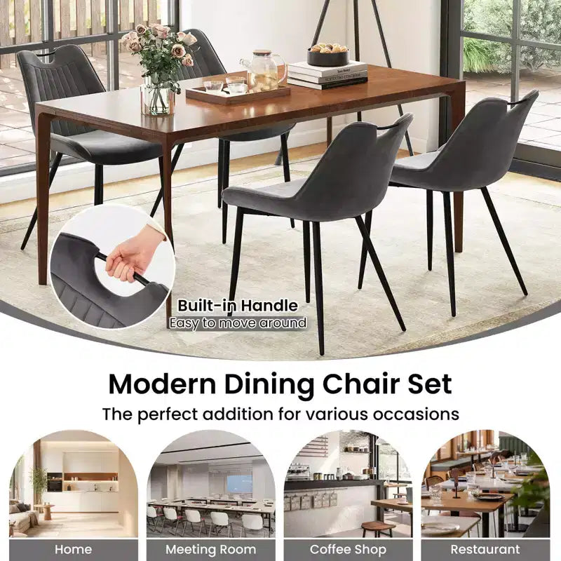 Set di 4 sedie da pranzo Costway, sedie da cucina imbottite in similpelle con gambe in metallo, nero/grigio/verde