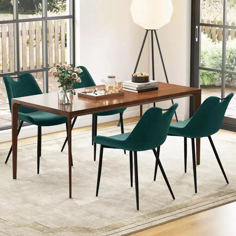 Set di 4 sedie da pranzo Costway, sedie da cucina imbottite in similpelle con gambe in metallo, nero/grigio/verde