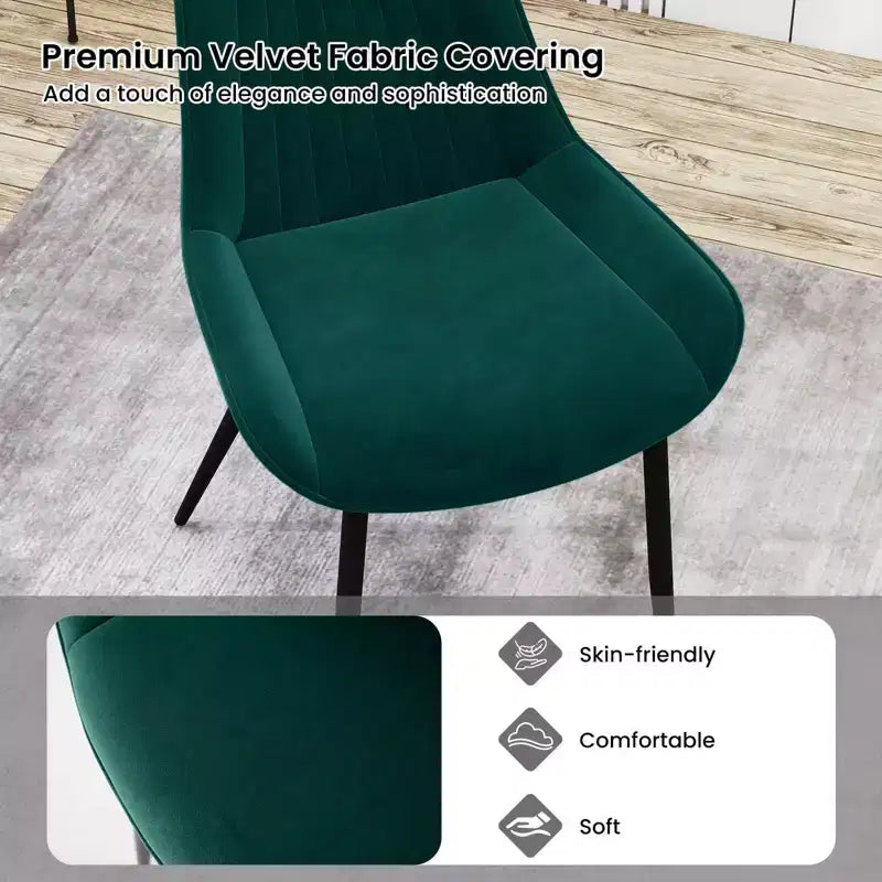 Set di 4 sedie da pranzo Costway, sedie da cucina imbottite in similpelle con gambe in metallo, nero/grigio/verde