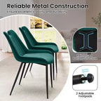 Set di 4 sedie da pranzo Costway, sedie da cucina imbottite in similpelle con gambe in metallo, nero/grigio/verde