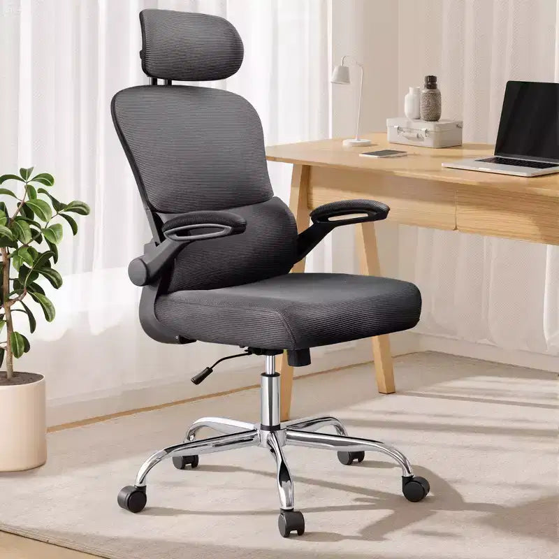 DEXYLLO Sedia da ufficio in rete, comfort ergonomico con poggiatesta 3D e braccioli ribaltabili, ideale per professionisti e giocatori, nero