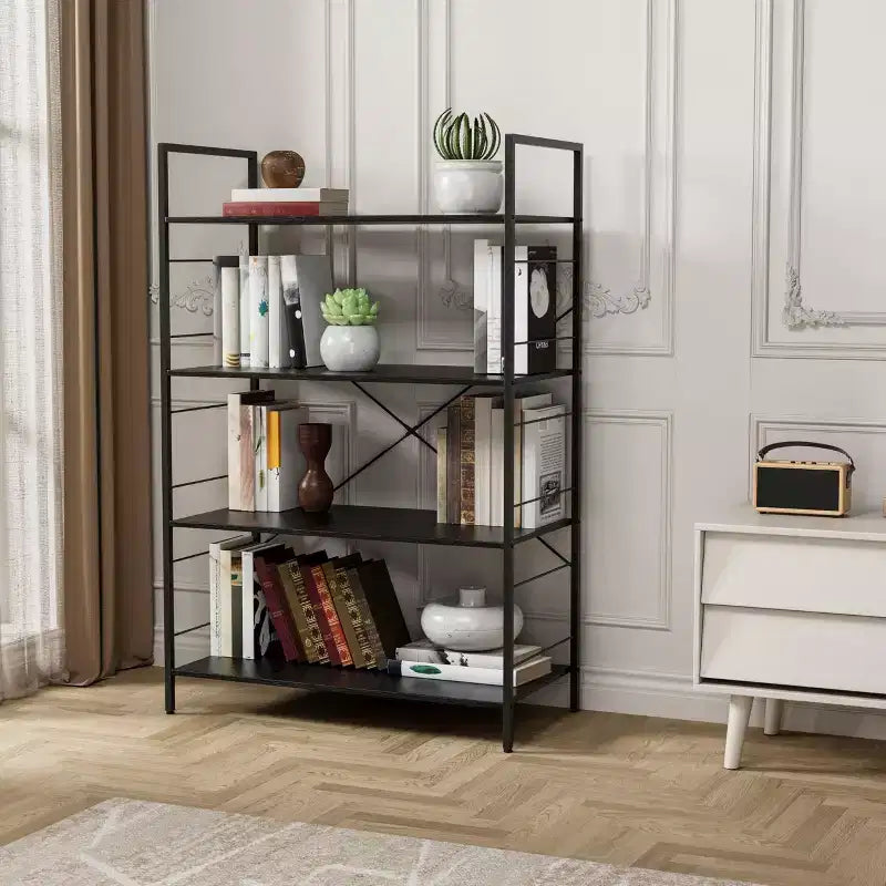Libreria moderna semplice da 45 pollici, libreria in legno a 4 ripiani, scaffale multifunzionale adatto per soggiorno e camera da letto