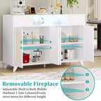 Credenza a buffet in rattan da 47,2 pollici, armadietto portaoggetti accentato con 2 cassetti, tavolino consolle a 4 ante con bar per caffè e presa di corrente