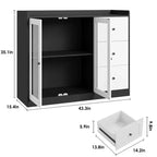 Coolmee 43 Mobile credenza a buffet e contenitore con design a ringhiera, ripiani regolabili e 3 cassetti per cucina e sala da pranzo