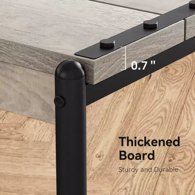 Tavolino contenitore quadrato grande da 50 cm in legno stile rustico con 2 ripiani - Tavolino/comodino da divano letto con struttura in metallo, mobile d'accento moderno
