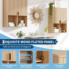 GustoWave Mobiletto da Bagno Fluted, Mobile Pensile Sopra WC 23x29 con Ripiano Regolabile, Armadietto dei Medicinali Moderno in Legno con Cerniere Ammortizzate