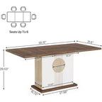 Tavolo da pranzo Lantine 55 Farmhouse per 4-6 persone, tavolo rettangolare in legno per cucina, sala da pranzo, soggiorno