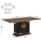 Tavolo da pranzo Lantine 55 Farmhouse per 4-6 persone, tavolo rettangolare in legno per cucina, sala da pranzo, soggiorno