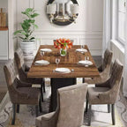 Tavolo da pranzo Lantine 55 Farmhouse per 4-6 persone, tavolo rettangolare in legno per cucina, sala da pranzo, soggiorno