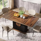 Tavolo da pranzo Lantine 55 Farmhouse per 4-6 persone, tavolo rettangolare in legno per cucina, sala da pranzo, soggiorno