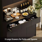 Dispensa da Cucina con Stazione di Ricarica, Mobile da Cucina Rustico Alto 178 cm con Supporto per Microonde, Dispensa con Cassetti e Ripiani