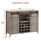 Cantinetta con Vano Contenitore, con Anta Scorrevole Stile Fienile, Credenza a Buffet con Porta Bottiglie da 16 Bottiglie per Sala da Pranzo, Mobile da Bar per Caffè per Sala da Pranzo