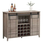Cantinetta con Vano Contenitore, con Anta Scorrevole Stile Fienile, Credenza a Buffet con Porta Bottiglie da 16 Bottiglie per Sala da Pranzo, Mobile da Bar per Caffè per Sala da Pranzo