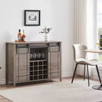 Cantinetta con Vano Contenitore, con Anta Scorrevole Stile Fienile, Credenza a Buffet con Porta Bottiglie da 16 Bottiglie per Sala da Pranzo, Mobile da Bar per Caffè per Sala da Pranzo