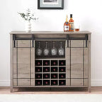 Cantinetta con Vano Contenitore, con Anta Scorrevole Stile Fienile, Credenza a Buffet con Porta Bottiglie da 16 Bottiglie per Sala da Pranzo, Mobile da Bar per Caffè per Sala da Pranzo