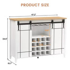 Cantinetta con Vano Contenitore, con Anta Scorrevole Stile Fienile, Credenza a Buffet con Porta Bottiglie da 16 Bottiglie per Sala da Pranzo, Mobile da Bar per Caffè per Sala da Pranzo