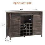 Cantinetta con Vano Contenitore, con Anta Scorrevole Stile Fienile, Credenza a Buffet con Porta Bottiglie da 16 Bottiglie per Sala da Pranzo, Mobile da Bar per Caffè per Sala da Pranzo