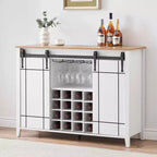 Cantinetta con Vano Contenitore, con Anta Scorrevole Stile Fienile, Credenza a Buffet con Porta Bottiglie da 16 Bottiglie per Sala da Pranzo, Mobile da Bar per Caffè per Sala da Pranzo