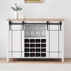 Cantinetta con Vano Contenitore, con Anta Scorrevole Stile Fienile, Credenza a Buffet con Porta Bottiglie da 16 Bottiglie per Sala da Pranzo, Mobile da Bar per Caffè per Sala da Pranzo