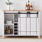 Cantinetta con Vano Contenitore, con Anta Scorrevole Stile Fienile, Credenza a Buffet con Porta Bottiglie da 16 Bottiglie per Sala da Pranzo, Mobile da Bar per Caffè per Sala da Pranzo