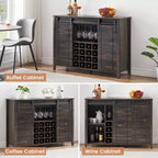 Cantinetta con Vano Contenitore, con Anta Scorrevole Stile Fienile, Credenza a Buffet con Porta Bottiglie da 16 Bottiglie per Sala da Pranzo, Mobile da Bar per Caffè per Sala da Pranzo