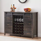 Cantinetta con Vano Contenitore, con Anta Scorrevole Stile Fienile, Credenza a Buffet con Porta Bottiglie da 16 Bottiglie per Sala da Pranzo, Mobile da Bar per Caffè per Sala da Pranzo