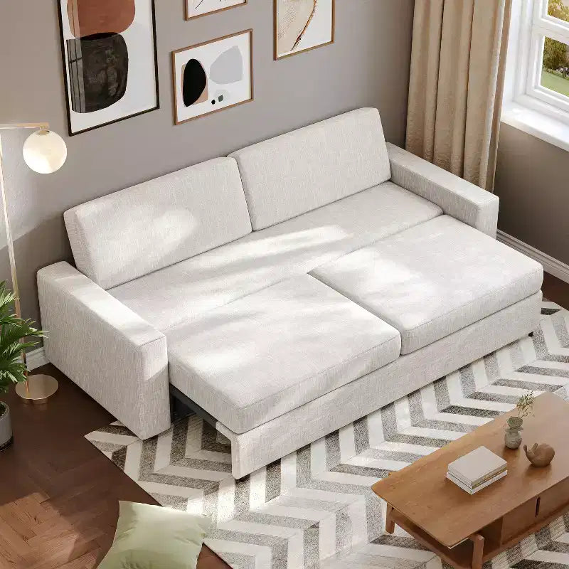 ATJafurn 88.6 Divano Letto Convertibile, Divano Letto Estraibile Moderno in Tessuto di Lino Salvaspazio per Appartamenti, Soggiorno, Camera da Letto, Monolocale
