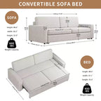 ATJafurn 88.6 Divano Letto Convertibile, Divano Letto Estraibile Moderno in Tessuto di Lino Salvaspazio per Appartamenti, Soggiorno, Camera da Letto, Monolocale