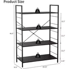 Acekool Scaffale Industriale a 4 Ripiani, Scaffale Contenitore Marrone con Telaio in Acciaio, Barre a X, per Soggiorno Camera da Letto Ufficio, 76 x 35,5 x 114 cm