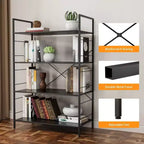 Acekool Scaffale Industriale a 4 Ripiani, Scaffale Contenitore Marrone con Telaio in Acciaio, Barre a X, per Soggiorno Camera da Letto Ufficio, 76 x 35,5 x 114 cm