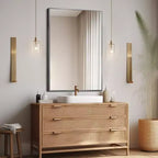 2 Pezzi 91,44 cm A X 60,96 cm L Specchio da Parete Rettangolare con Cornice Sottile in Lega di Alluminio Dorato