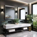 2 Pezzi 91,44 cm A X 60,96 cm L Specchio da Parete Rettangolare con Cornice Sottile in Lega di Alluminio Dorato