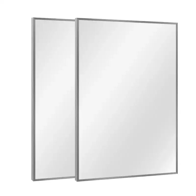 2 Pezzi 91,44 cm A X 60,96 cm L Specchio da Parete Rettangolare con Cornice Sottile in Lega di Alluminio Dorato