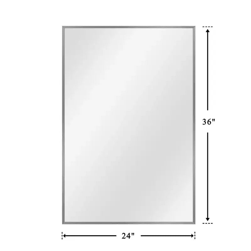 2 Pezzi 91,44 cm A X 60,96 cm L Specchio da Parete Rettangolare con Cornice Sottile in Lega di Alluminio Dorato