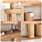 Consolle stretta da ingresso, tavolo da divano in legno lungo 63 pollici, consolle da ingresso in stile rustico, perfetta per soggiorno, corridoio, camera da letto, legno naturale
